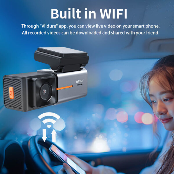 4K Dual Dash Cam Compact WiFi Vehicle Recorder with Optional GPS - Image 2