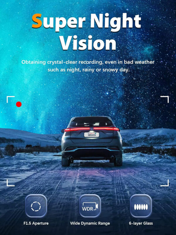 4K Dual Dash Cam Compact WiFi Vehicle Recorder with Optional GPS - Image 5