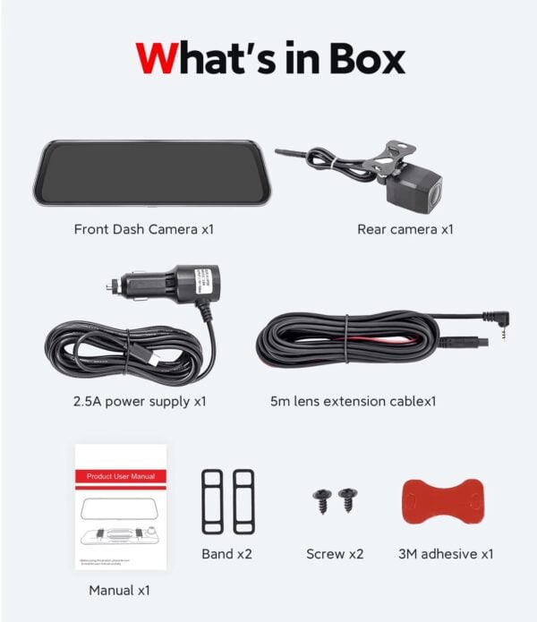 4K Dual Lens CarPlay & Android Auto Dash Cam Smart Rearview Mirror Recorder WiFi - Image 12
