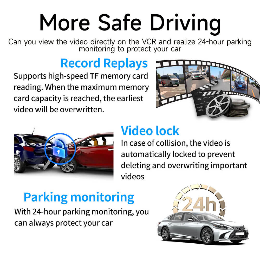 4K Dual Lens CarPlay & Android Auto Dash Cam Smart Rearview Mirror Recorder WiFi - Image 2
