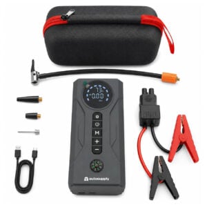 4-in-1 16000mAh 2000A Portable Car Jump Starter | 45W Fast Charging, Tire Inflator, Power Bank & Light