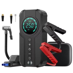 4-in-1 16000mAh 2000A Portable Car Jump Starter | 45W Fast Charging, Tire Inflator, Power Bank & Light