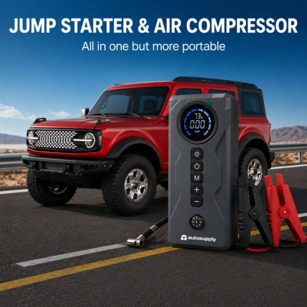 4-in-1 16000mAh 2000A Portable Car Jump Starter | 45W Fast Charging, Tire Inflator, Power Bank & Light - Image 5