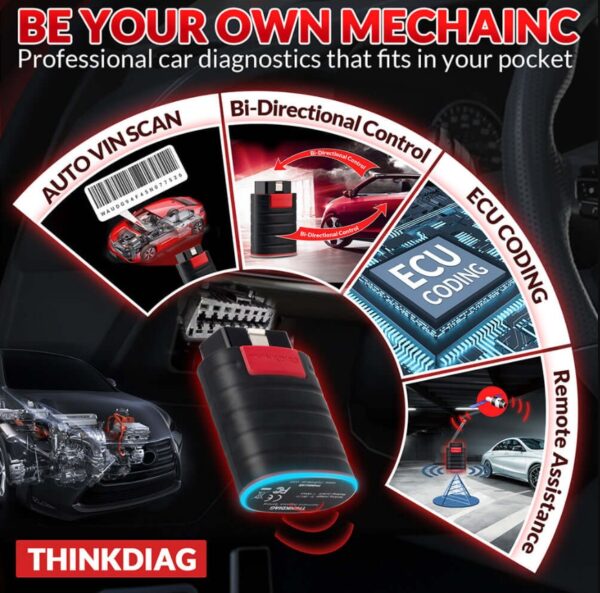 ThinkCar ThinkDiag Bi-Directional Bluetooth OBD2 Diagnostic Scanner Full-System 1 Year Free Software - Image 4