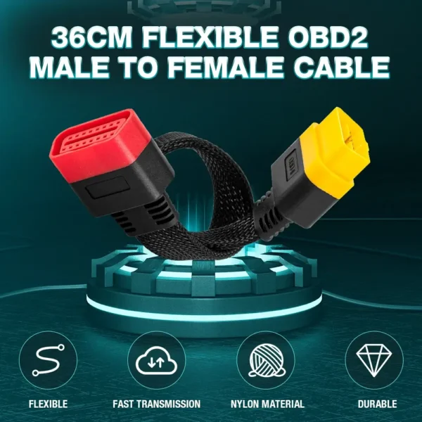 36cm OBD2 Extension Cable 16-Pin Male to Female Heavy-Duty Diagnostic Lead - Image 3