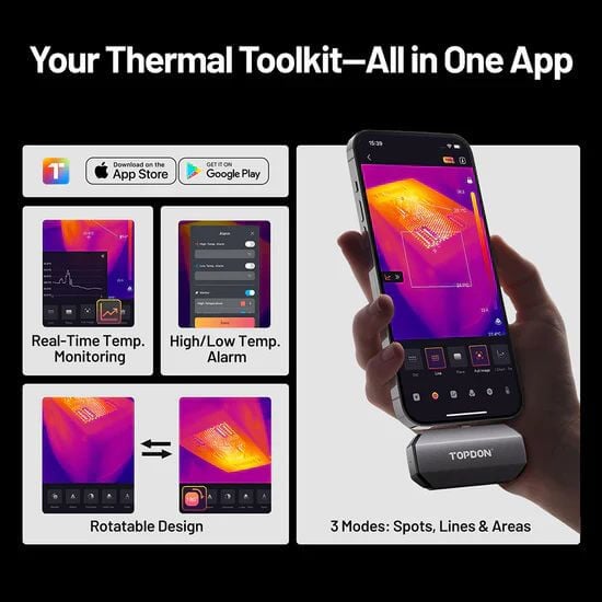 TOPDON TC002C Duo Thermal Imaging Camera, 256×192 IR, USB-C, Android & iOS Compatible - Image 3