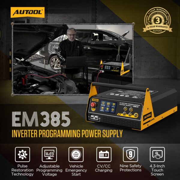 AUTOOL EM385 ECU Programming Power Supply 12V Adjustable Inverter - Image 2