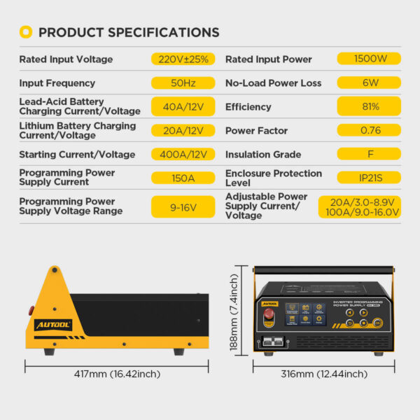 AUTOOL EM385 ECU Programming Power Supply 12V Adjustable Inverter - Image 15