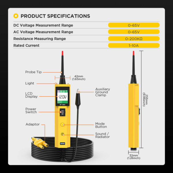 AUTOOL BT260 Electrical Circuit Tester for Trucks 6V 12V 24V - Image 12