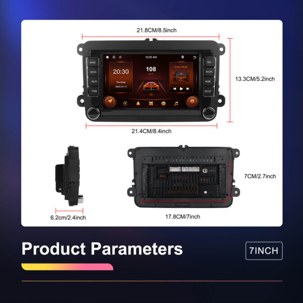 7 Inch Android Car Stereo for VW Golf Polo Passat Wireless CarPlay Android Auto Bluetooth Touchscreen Head Unit - Image 5