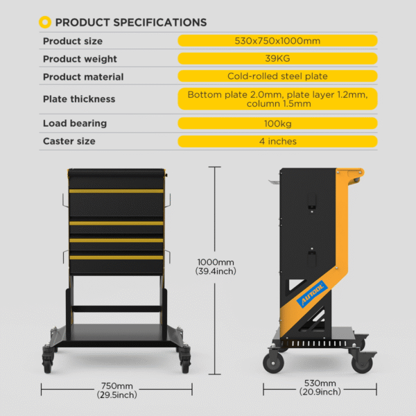 AUTOOL T27 Workshop Trolley Tool Cart - Image 10