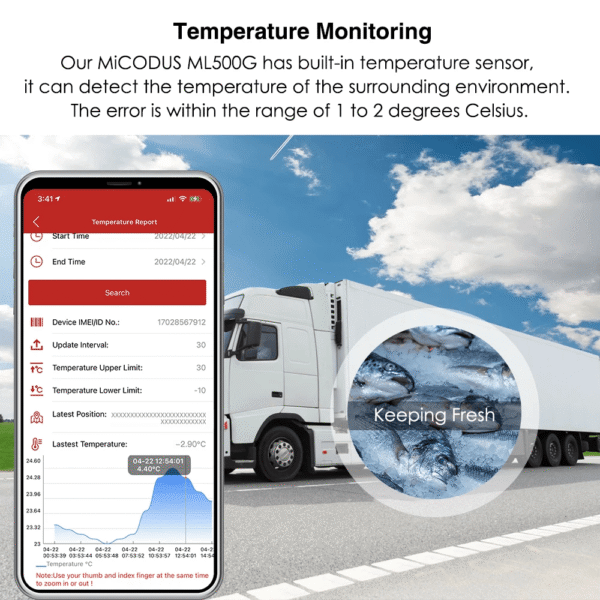 Micodus ML500G 4G Magnetic GPS Tracker, Cold Chain & Fleet Tracking Device 5000mAh Battery - Image 9