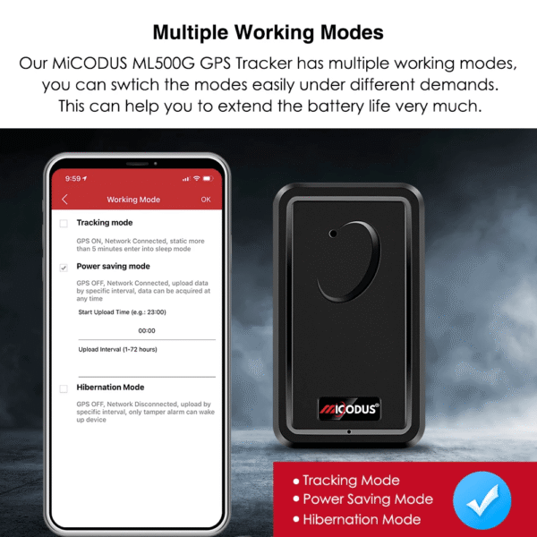 Micodus ML500G 4G Magnetic GPS Tracker, Cold Chain & Fleet Tracking Device 5000mAh Battery - Image 8