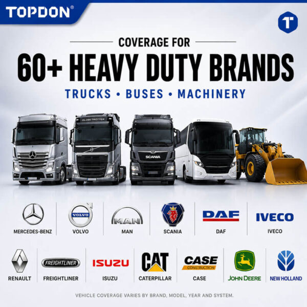 TOPDON Phoenix Smart Heavy Duty Truck, Bus, Machinery & Car Diagnostic Scanner + HD Software - Image 4